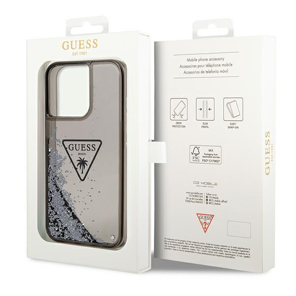 Hülle Guess GUHCP14XLFCTPK iPhone 14 Pro Max 6,7" schwarz/schwarz hartcase Liquid Glitter Palm Collection