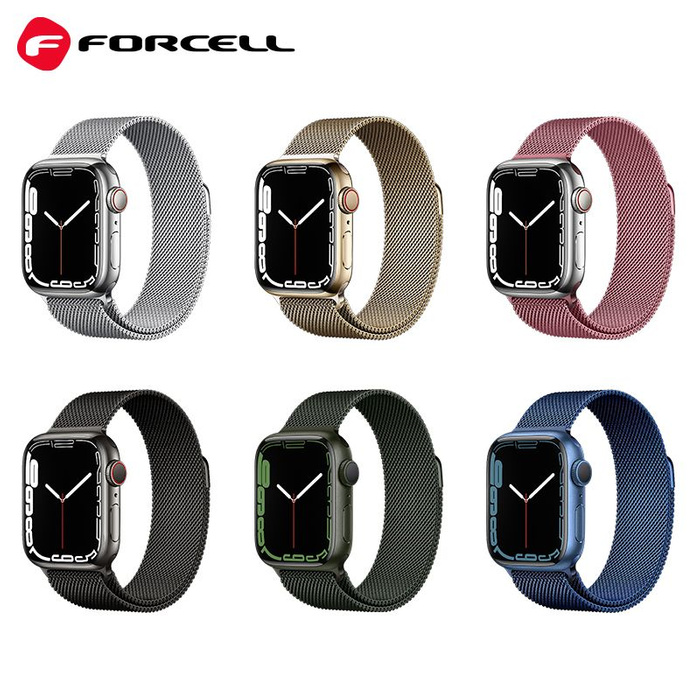 Pasek do Apple Watch Forcell F-Design FA03 magnetyczny stal 42 / 44 / 45 / 49 mm niebieski