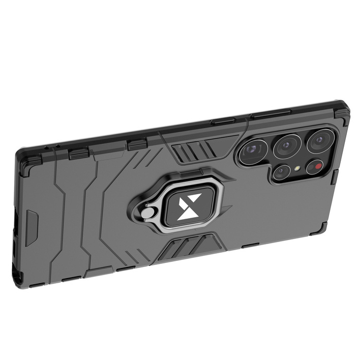 Wozinsky Ring Armor case for Samsung Galaxy S23 Ultra armored cover magnetic holder ring black