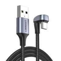 Ugreen nylonový úhlový kabel USB kabel - USB Typ C 1 m 3 A 18 W Quick Charge AFC FCP pro hráče šedý (70313)