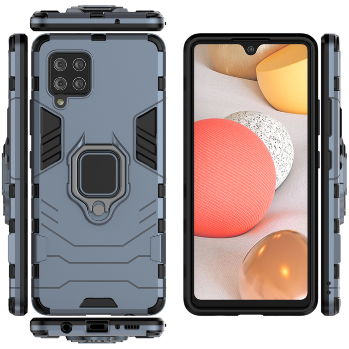 Kroužek Armor pancéřovaný hybridní pouzdro kryt + magnetic držák Samsung Galaxy A42 5G modrý