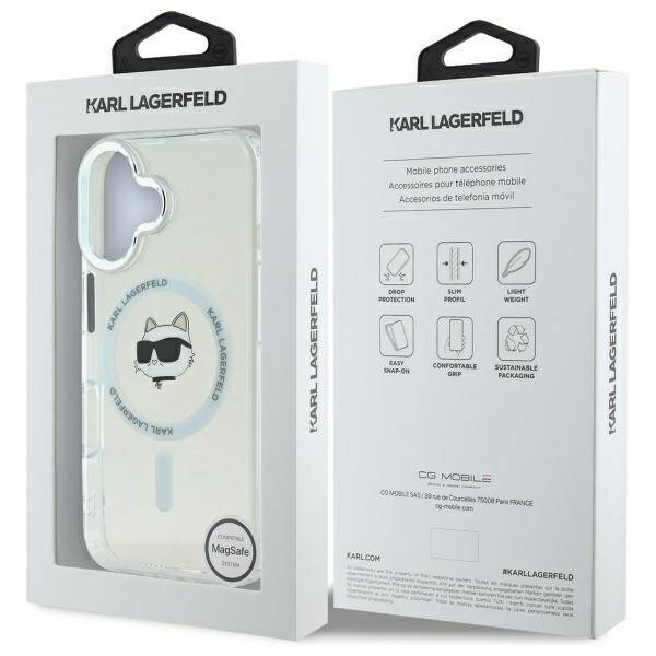 Etui Karl Lagerfeld iPhone 16 Plus 6.7" biały/white hardcase IML Metal Choupette Head MagSafe