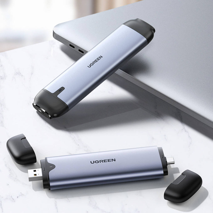 Ugreen Pocket Drive Enclosure M.2 M-Key (USB-C / USB-A 10Gb/s) gris (CM353)