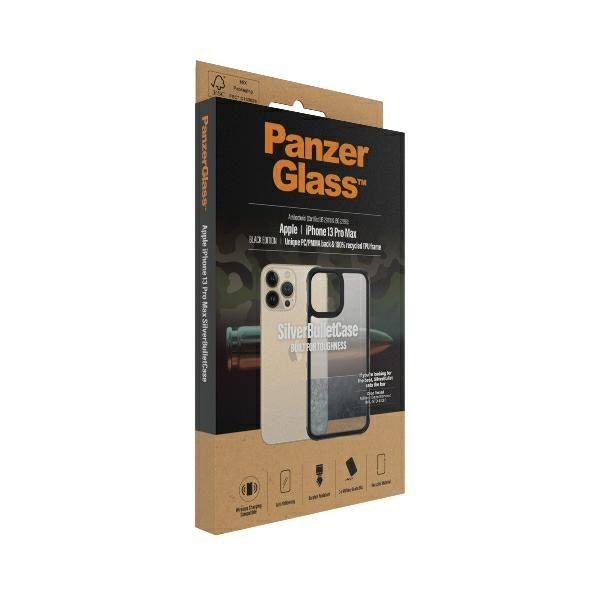 PanzerGlass ClearCase iPhone 13 Pro Max 6.7" schwarz Antibakteriell Military grade SilverBullet 0320