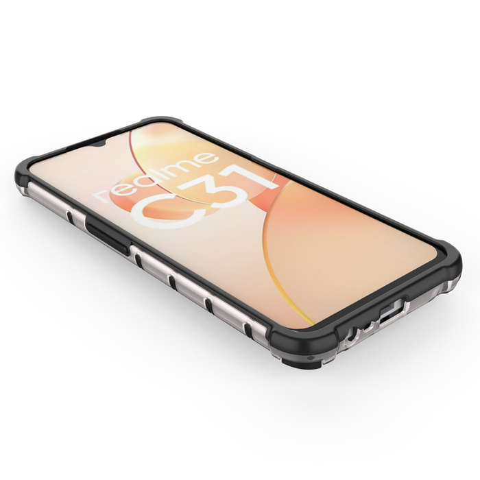 Cover blindata a nido d&#39;ape con cornice in gel Realme C31 trasparente