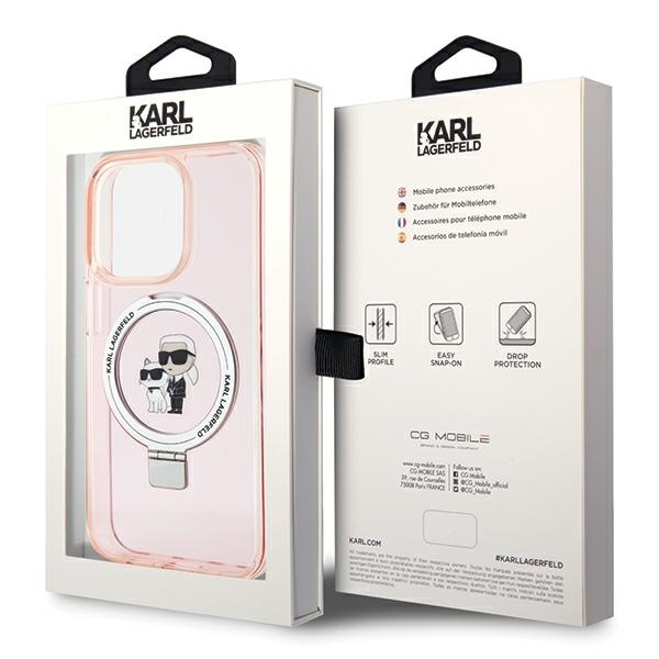 Case Karl Lagerfeld KLHMP15XHMRSKCP iPhone 15 Pro Max 6.7" pink/pink hardcase Ring Stand Karl&amp;Choupettte MagSafe Case