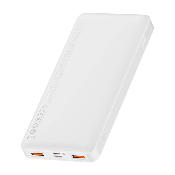 Baseus Bipow Fast Charging Power Bank 10000mAh 20W blanc (Overseas Edition) + USB-A - Câble micro USB 0,25m blanc (PPBD050502)