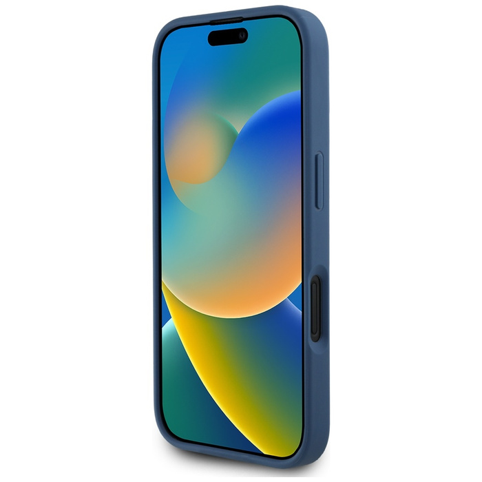 Etui Guess Grained Roses Big 4G logo do  iPhone 16 niebieski