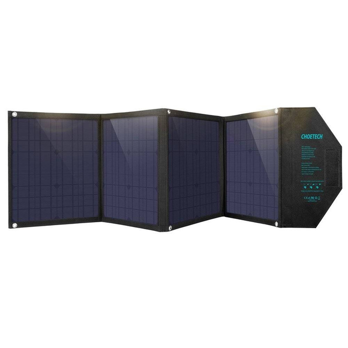 Choetech grande caricatore solare pieghevole 80W solare fotovoltaico USB tipo C (Power Delivery) / 2x USB (ricarica rapida / 2,4A) (158 x 41 cm) nero (SC007)