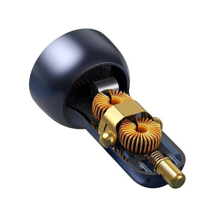 Baseus Auto-Ladegerät USB / USB Typ C 65 W 5 A SCP Quick Charge 4.0+ Power Delivery 3.0 LCD Bildschirm + USB Typ C - USB Typ C kabel transparent (CCKX-C0A)