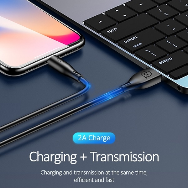 Câble USAMS Lightning 2A Fast Charge 1m Noir