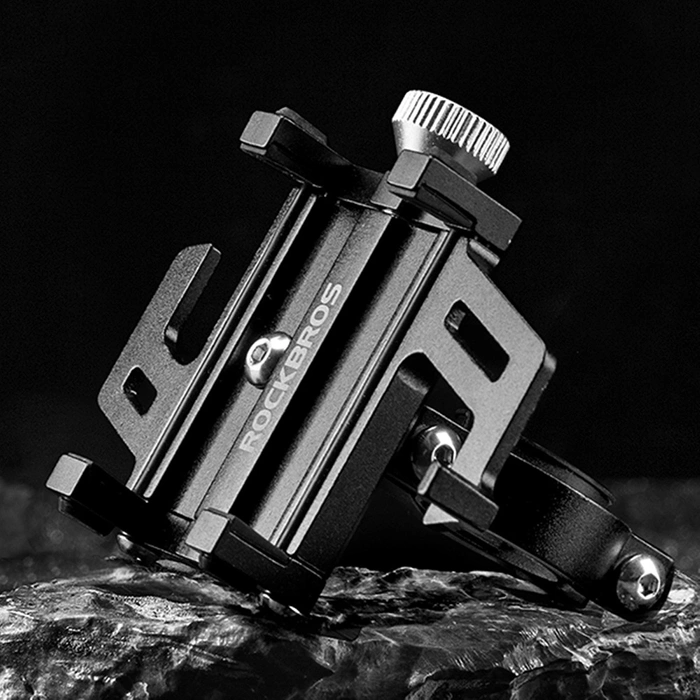 Support de téléphone pour vélo en alliage d'aluminium Rockbros 699-BK - Noir