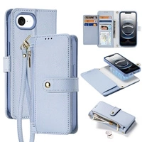 Dux Ducis Lawa iPhone 16e Leather Case with Detachable Magnetic Wallet - Blue