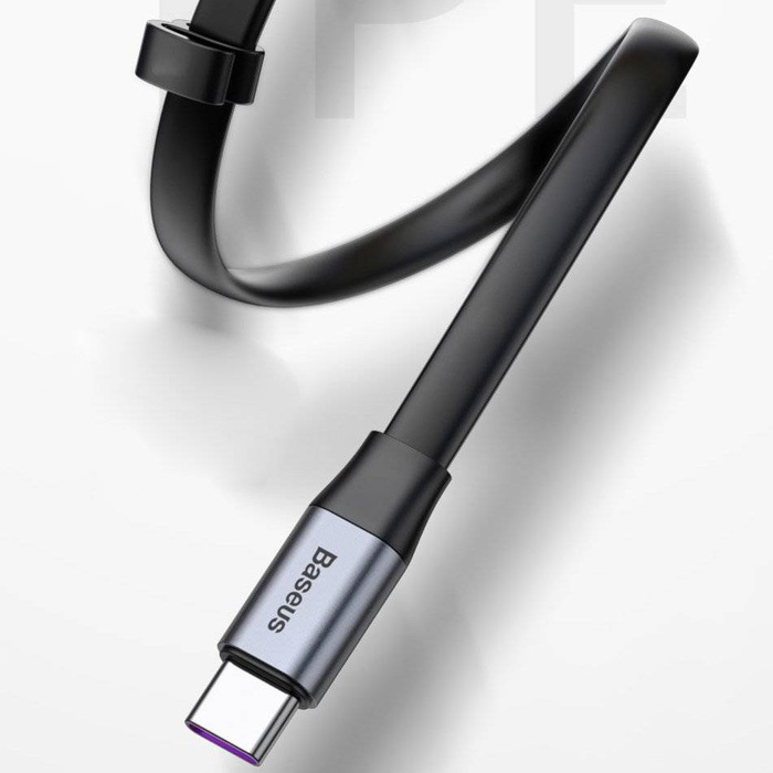 Baseus Cable plano simple USB / USB Tipo C SuperCharge 5A 40W Carga rápida 3.0 QC 3.0 23cm gris (CATMBJ-BG1)