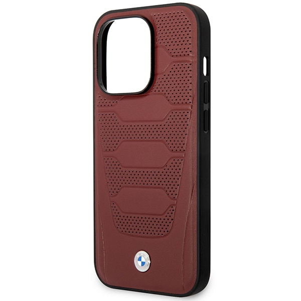Cover BMW BMHMP14L22RPSR iPhone 14 Pro 6,1" modello di sedili in pelle bordeaux/bordeaux MagSafe
