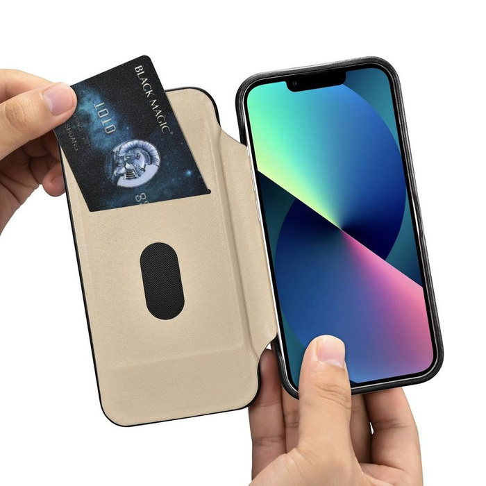 iCarer CE Oil Wax Premium Leather Folio Case Leather Case for iPhone 14 Plus Flip Magnetic MagSafe Black (AKI14220707-BK)