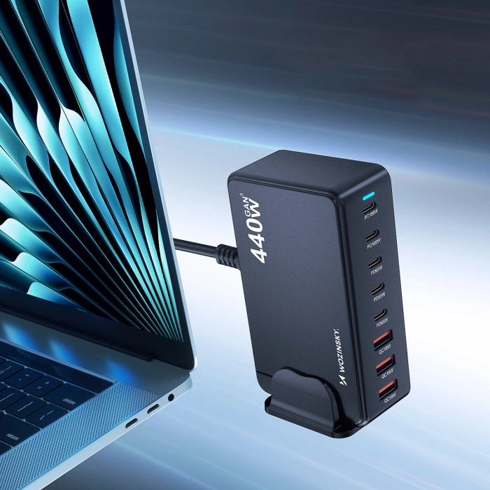 Stacja ładująca Wozinsky 240W GaN QC3 - czarna