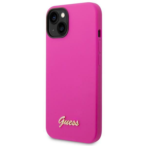 Hülle Guess iPhone 14 6.1" fuchsia/fuschia hart case Silikon Vintage Gold Logo