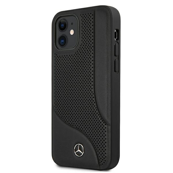 Cover MERCEDES Apple iPhone 12 Mini pelle traforata area nera Hardcase
