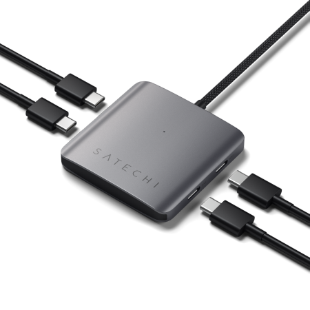 Satechi 4 Port USB-C Hub PD - aluminiowy hub USB-C (4x USB-C 10Gbps, w tym 1x 100W PD) (space gray)