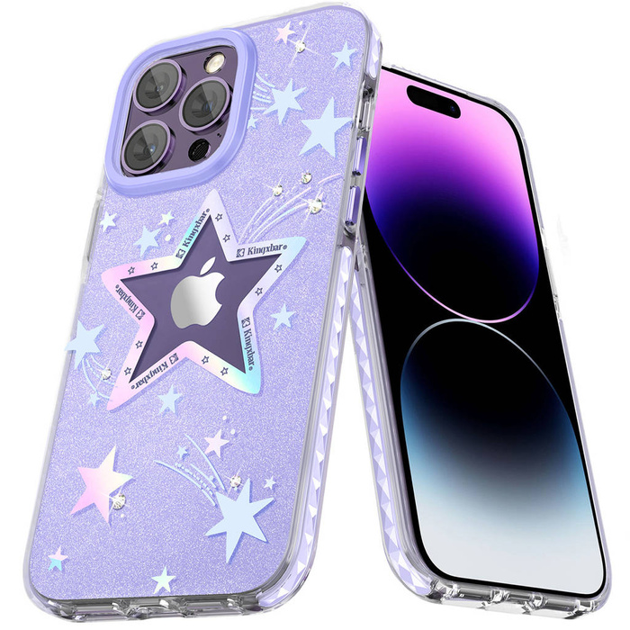 Custodia Kingxbar Heart Star Series per iPhone 14 Plus cover posteriore cover stella viola