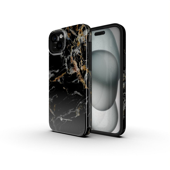Etui na iPhone 16 PLUS Forcell F-Protect Mirage zgodny z MagSafe Military Drop-Test black marble