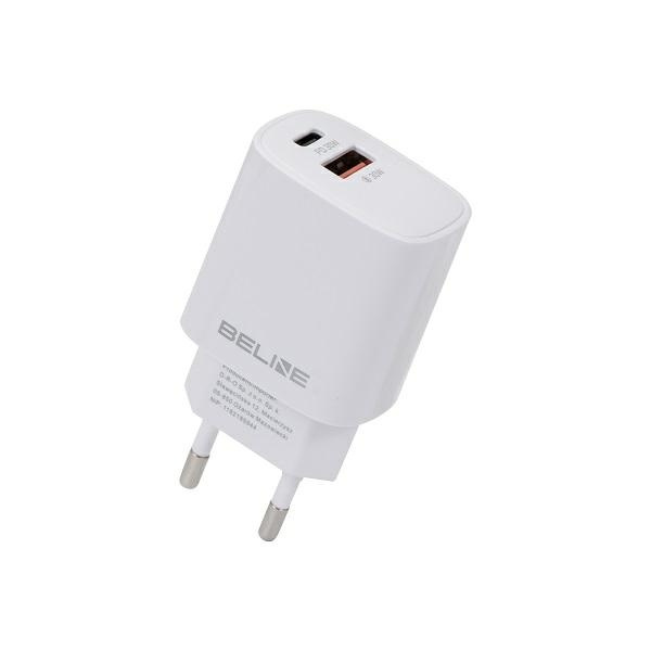 Beline Ład. siec. 1x USB-C + 1x USB 30Wbiała /white (only head) PD 3.0 + QC 3.0  BLN2CW30 GaN