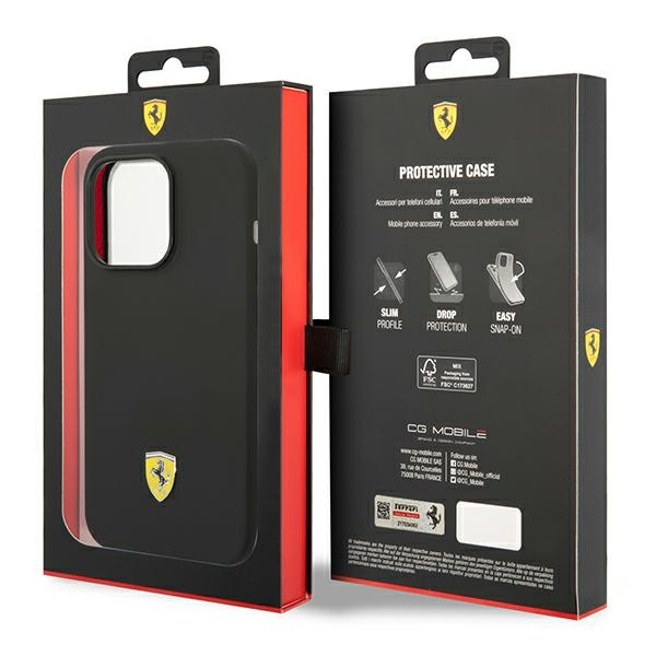 Ferrari FEHCP14LSIBBK iPhone 14 Pro 6.1" black/black hardcase Silicone Metal Logo
