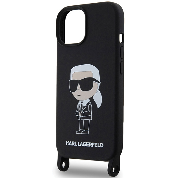 Case Karl Lagerfeld KLHCP15SSCBSKNK iPhone 15 6.1" hardcase black/black Crossbody Silicone Ikonik Case