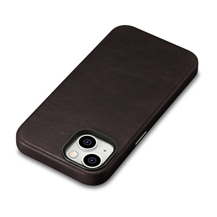 iCarer Oil Wax Premium Leather Case iPhone 14 Plus Étui en cuir magnétique avec MagSafe Marron (WMI14220703-BN)
