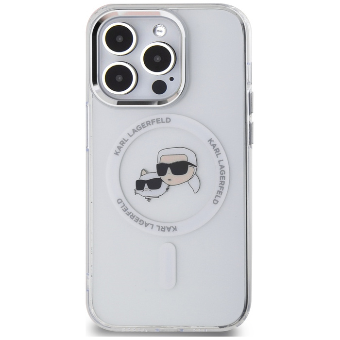 Karl Lagerfeld KLHMP14LHLSKCH iPhone 14 Pro 6.1" biały/white hardcase IML Metal Karl&Choupette Head MagSafe