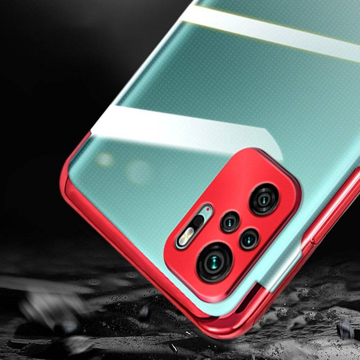 Čirá barva case gelový kryt pouzdro s kovovým rámečkem Xiaomi Redmi Note 10 5G / Poco M3 Pro červený