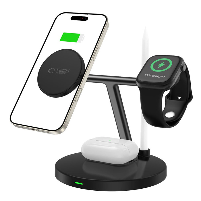 TECH-PROTECT QI15W-A35 3IN1 MAGNETIC MAGSAFE WIRELESS CHARGER BLACK