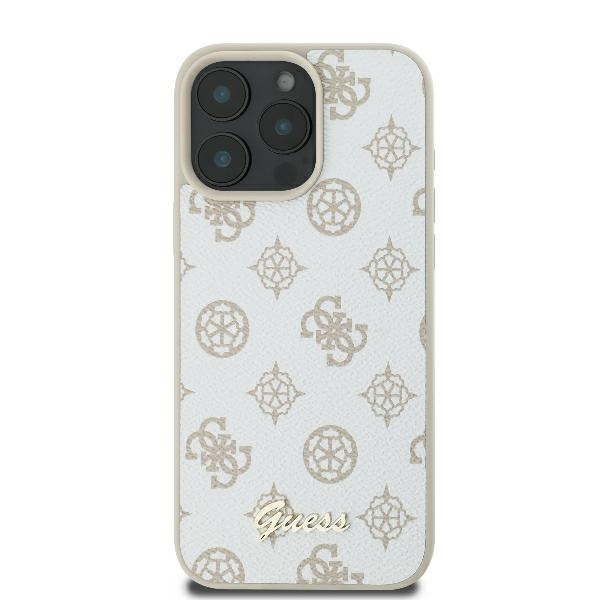 Etui Guess iPhone 16 Pro 6.3" biały/white hardcase Peony Script Logo MagSafe