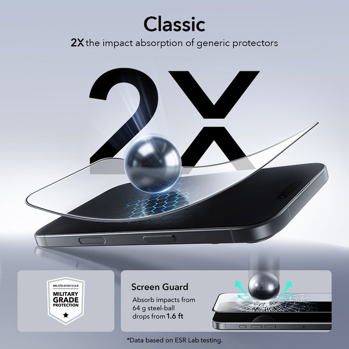 Tempered Glass ESR ULTRAFIT GEHÄRTETES GLAS 2ER-PACK IPhone 16 PRO / 17 KLAR