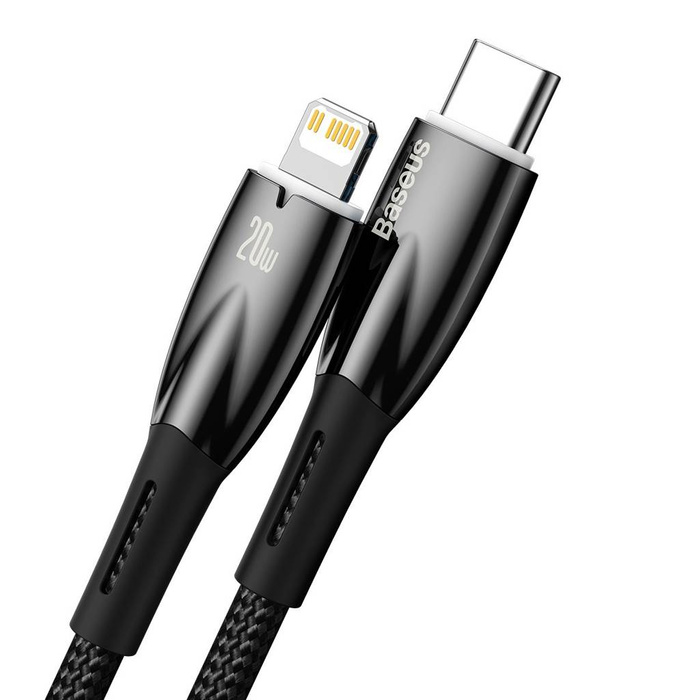 Cable Baseus Glimmer Series con carga rápida USB-C - Lightning 480Mb/s PD 20W 1m negro