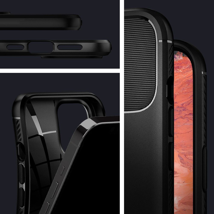 Cover SPIGEN Rugged Armor iPhone 12 12 Pro Custodia nera opaca