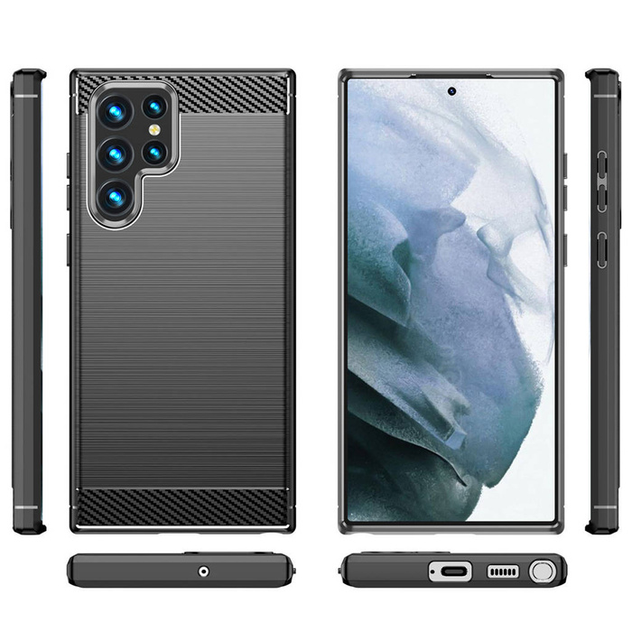 Custodia in carbonio Cover flessibile per Samsung Galaxy S22 Ultra nera