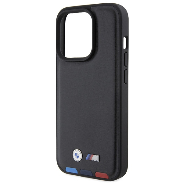 Cover BMW BMHCP15L22PTDK iPhone 15 Pro 6,1" nero/nero Timbro in pelle Tricolore Case