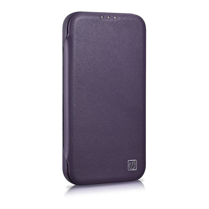 iCarer CE Premium Leather Folio Case iPhone 14 Plus Flip Magnetic MagSafe Leather Case Dark Purple (WMI14220715-DP)