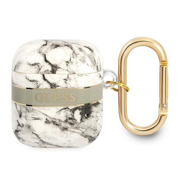 Hülle GUESS Apple AirPods Abdeckung Marmor Riemen Sammlung Grau Case