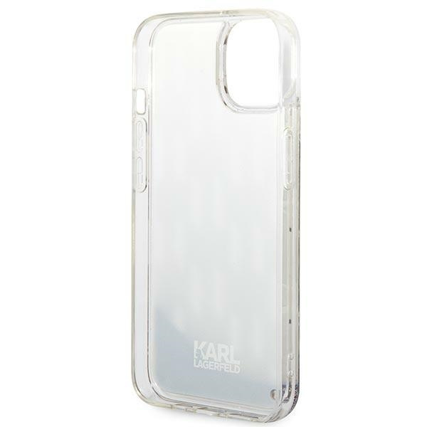 Hülle KARL LAGERFELD Apple iPhone 14 Plus Liquid Glitter Monogramm Silber Hartcase