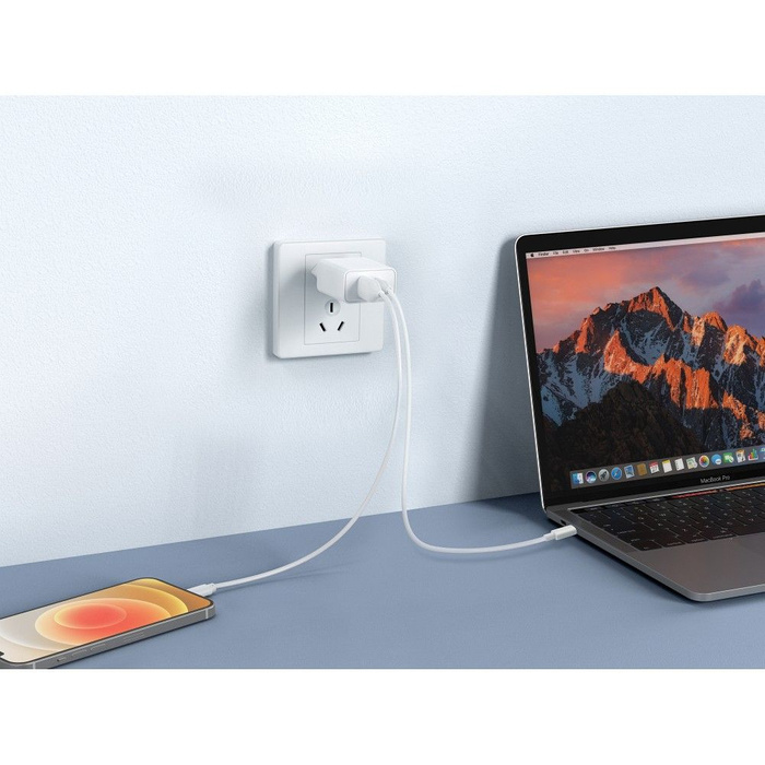 Ładowarka sieciowa do telefonu VEGER USB A + Typ C PD QC3.0 3A 30W VLS302U biała