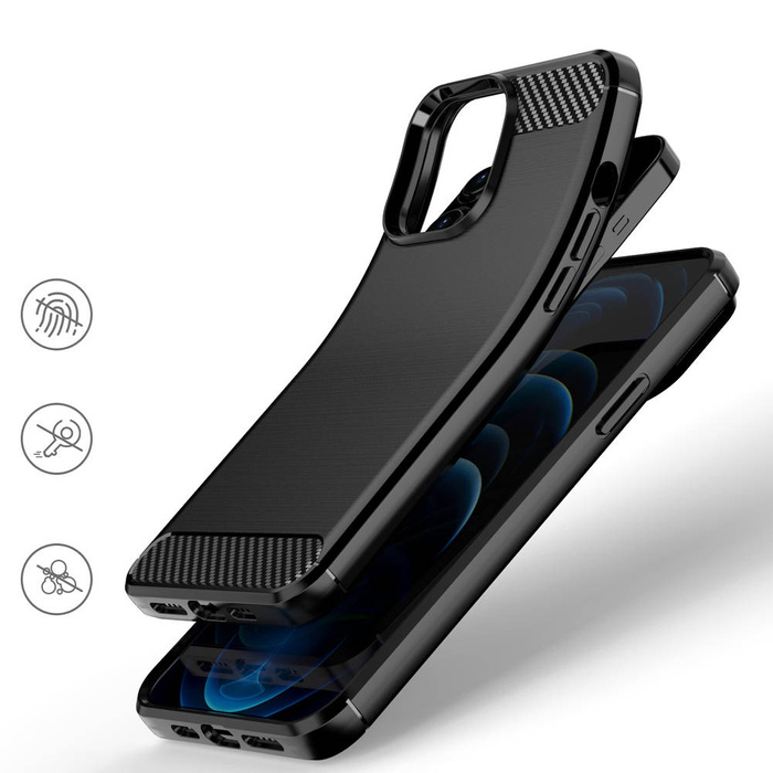 Carbon Case Flexibel Handyhülle TPU Schutzhülle für iPhone 13 Pro Max schwarz