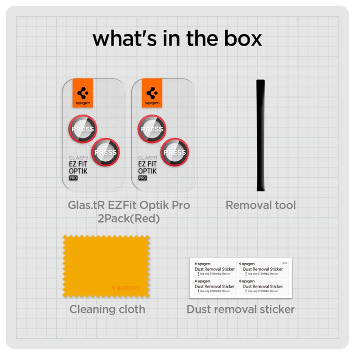 CAMERA PROTECTOR Spigen OPTIK.TR "EZ FIT" CAMERA PROTECTOR 2-PACK IPhone 14 / 14 PLUS RED