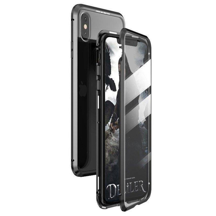 Wozinsky Full Magnetic Case Full Body Front and Back Cover with built-in glass for Vivo X60 black-transparent