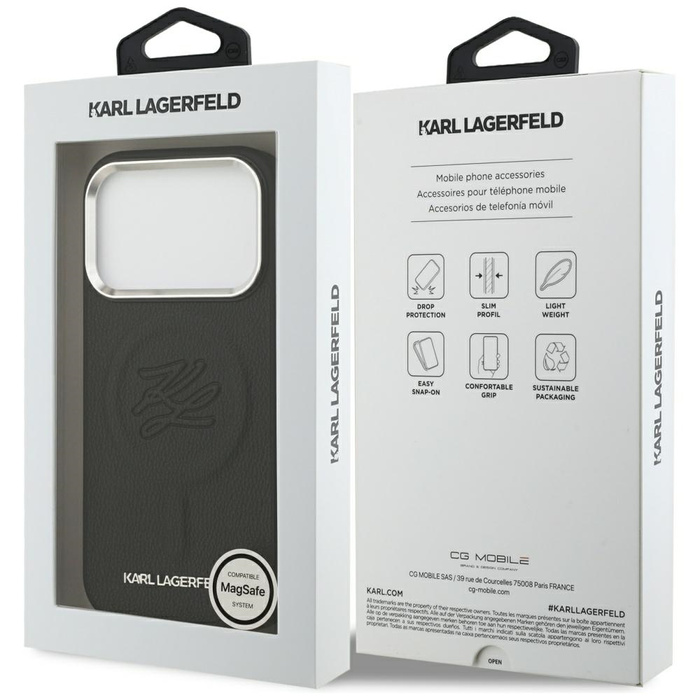 Etui Karl Lagerfeld Initial & Metal Logo MagSafe do iPhone 17 Pro czarny