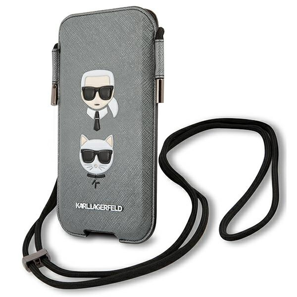 Karl Lagerfeld Handbag KLHCP12LOPHKCG 6.7" grey/grey hardcase Saffiano Ikonik Karl&Choupette Head