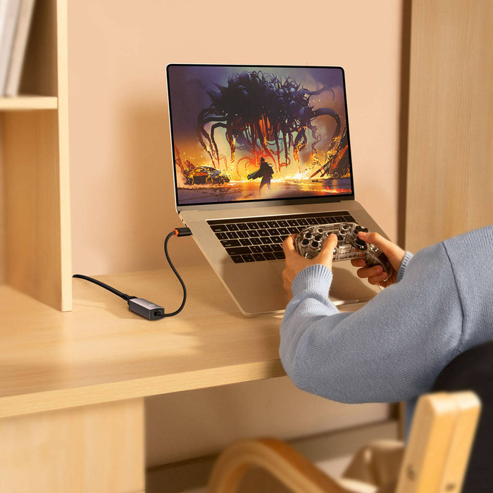 Baseus Ethernetový adaptér řady Lite Type-C na port RJ45 LAN (1000Mbps hliníková slitina) šedý