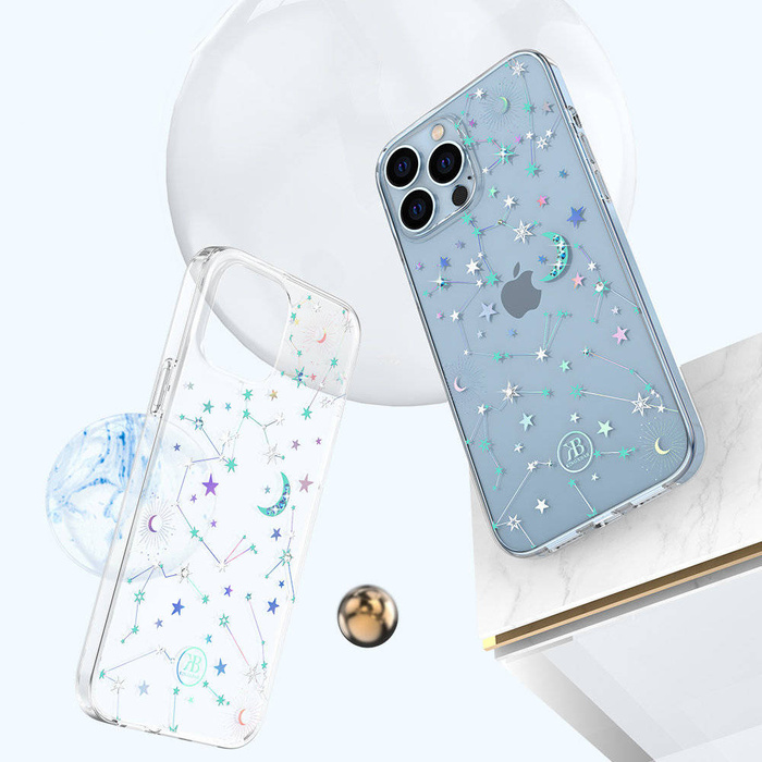 Kingxbar Lucky Series iPhone 13 Pro Hülle verziert mit originalen Swarovski-Kristallen transparent (Sternzeichen)